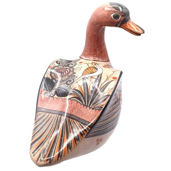 Very Large Hand-Painted 1960s Tonala Mexican Pottery Clay Duck 14.5" X 12" X 9" - Picture 10 of 16